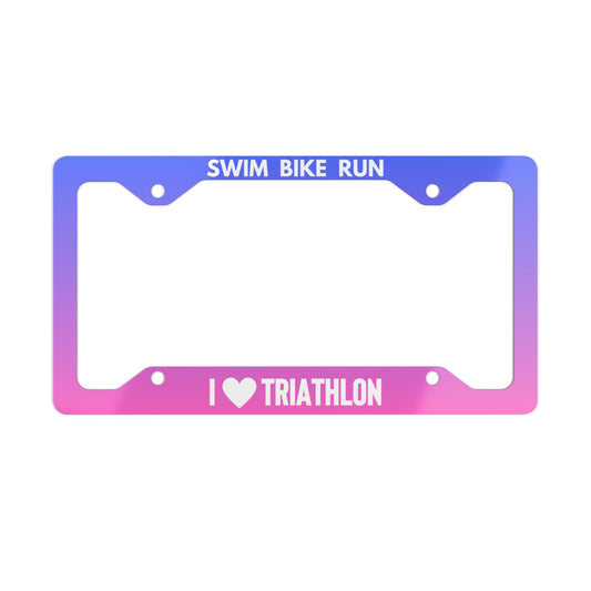 I Love Triathlon License Plate Frame